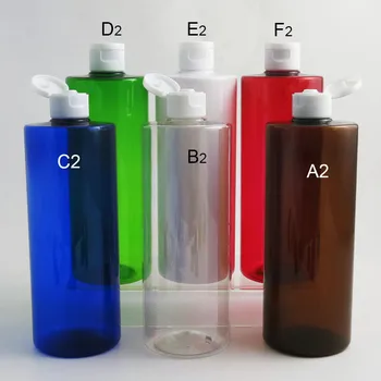 12 X 500 ml Stor Hvid Blå gul Grøn Rød Klar Lage Genpåfyldelige PET-Plast Shampoo Flaske Containere Med Flip Top Cap