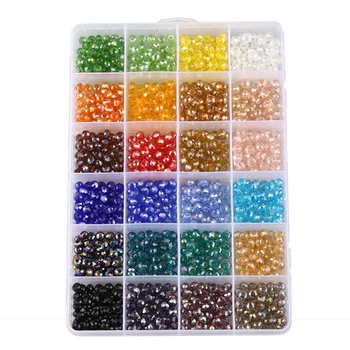 1200 Stk/Kasse 24 Farver 6mm Krystal Perler Beaded Facetteret Løs Perler, Glas Perler Armbånd Tilbehør DIY Tilbehør
