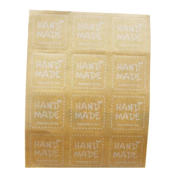 120pcs/masse Dia 3,5 cm Rund Hvid Hand Made Stickers Kraft Mærkat Mærkat DIY Håndlavet Kagen bages Forsegling Mærkat