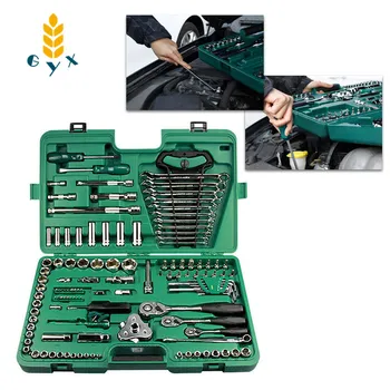 121 sæt auto reparation værktøjskasse kombination sæt ærme ærme ratchet skruenøgle særlige auto reparation værktøj multi-funktion