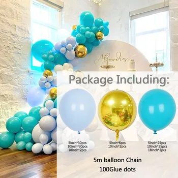 124pcs Tiffany Blå Tema Part Ballon Dekoration Sæt Garland Arch Kit Til Fødselsdag, Bryllup, Baby Shower DIY Globos Forsyninger