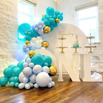 124pcs Tiffany Blå Tema Part Ballon Dekoration Sæt Garland Arch Kit Til Fødselsdag, Bryllup, Baby Shower DIY Globos Forsyninger