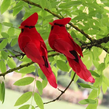 12Pcs Kunstige Fugle Dejlige Kardinal Klip På Xmas Tree Ornament Skum Og Fløjl Fugle Festival Party Indretning Røde Fugle