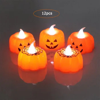 12pcs LED Elektroniske Græskar levende Lys Atmosfære Ornament Lysende Lamper Halloween Dekoration Lys Tilbehør