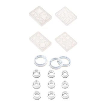 12pcs Smykker Støbning Forme Silikone Ring Forme Silikone Harpiks Sfære Mold & 4stk Geometriske Triple-Kantet Spejl Håndværk Smykker