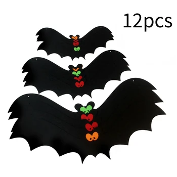 12Pcs Sort Bat Wall Stickers Hjem Indretning Part, Kids Room Living Room vægoverføringsbilleder Halloween Dekoration, Klistermærke