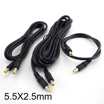 12V 5,5 MM X2.5mm Plug Power kabel-stik 0,5 m 1,5 M 3m DC mand til mand Ledningen Adapter forlænger ledning til pc laptop strømforsyning