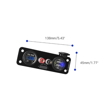 12V Bil Dual QC3.0 USB Hurtig Oplader med LED-Voltmeter Ekstern Strømforsyning stik til Lastbil, Mobiltelefon, Tablet-GPS