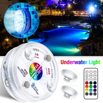 13 LED Dykning Lys Akvarium med Magnet sugekop 16-farve Undersøiske Trådløs Fjernbetjening Dykning Lys til Swimmingpool i Haven,