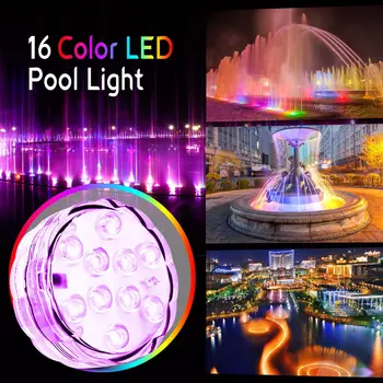 13 LED Dykning Lys Akvarium med Magnet sugekop 16-farve Undersøiske Trådløs Fjernbetjening Dykning Lys til Swimmingpool i Haven,