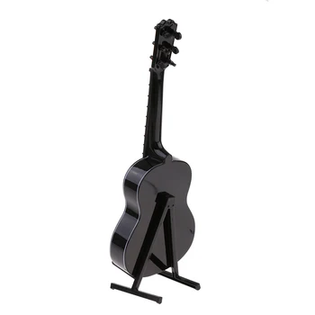 13cm Træ-Guitar Model med Stativ musikinstrumenter og Indretning for Action Figurer, 12 tommer Dukker Tilbehør