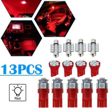 13X Røde Bil LED Lys Interior Package Kit Dome Nummerplade Pærer
