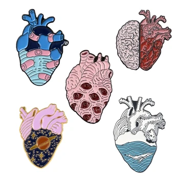 14 Stilarter Anatomiske Hjerte Pin-Kit Videnskabelige Hjertet Emalje Revers Pin-kode til medicinsk-Pinning Ceremoni på Rygsække, Tasker, Hatte