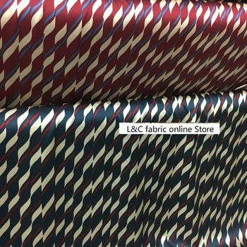 140cm bred, 19mm naturlig silke satin stof uregelmæssige geometriske striber inkjet elastisk avlen kjole bukser, skjorte mode klud