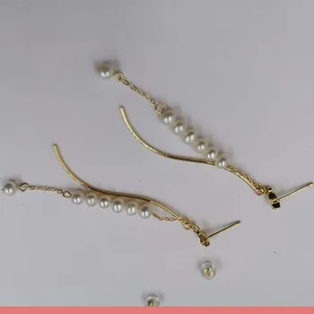 14KGF 4-5mm hvid real pearl kvinders øreringe, mode smykker
