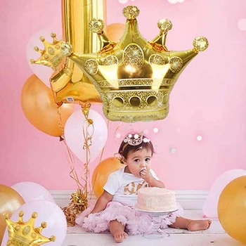 14PCS Crown Balloner Guld Folie Crown Ballon til Fødselsdag Bryllup Fest Baby Shower Dekorationer 4 Giant og 10 Mini Størrelse