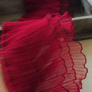 15cm lang tre-lags lille bølge pjusket blonde stof håndværk blonde stof kjole at sy tilbehør dekorative fletning