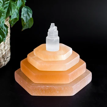 15x1.5cm Orange Sekskant Selenite Ornament Reiki Healing-Krystaller Opladning Plade Meditation, Reiki, Krystal til Indretning Pendul