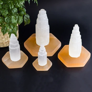 15x1.5cm Orange Sekskant Selenite Ornament Reiki Healing-Krystaller Opladning Plade Meditation, Reiki, Krystal til Indretning Pendul
