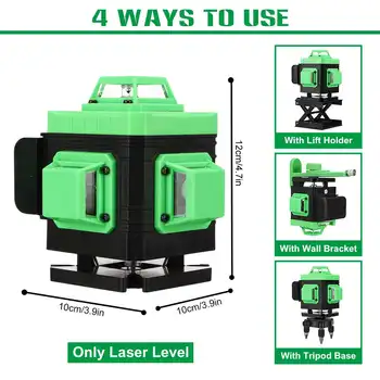 16 Linjer 4D Laser-Niveau selvnivellerende 360 Vandret Og Lodret på Tværs af Super Kraftig Grøn Laser-Niveau Infrarød APP Control