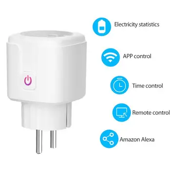 16A EU WiFi Smart Plug Adapter Wireless Remote Voice Control Power Energy Overvåge Outlet Timer-Stik Til Alexa, Google Startside