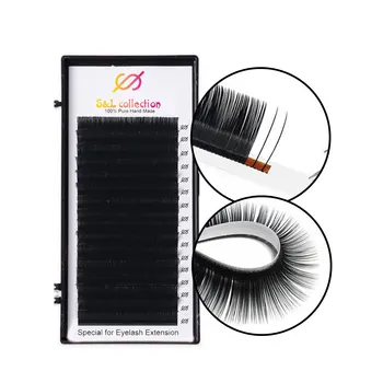 16Lines/Bakke C/D Curl Eyelash Extension 3D Korea Silke Vipper Falske Øjenvipper 8-15mm Længde Engros Brugerdefineret Boks