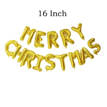 16tommer Guld Sølv Glædelig Jul Breve Folie Balloner godt nytår Julepynt DIY Xmas Party Supplies