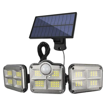 171 COB Sol LED-Lys-Udendørs 3 Hoved Motion Sensor 270 Bred Vinkel, Belysning Vandtæt Lys Væg lampe til Haven Garage