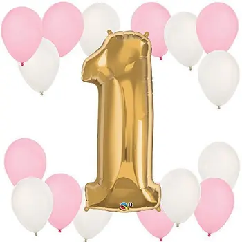 17pcs/masse 1st Fødselsdag Dekoration Pink Prinsesse Pige Fødselsdag Balloner 32 tommer Nummer 1 År Gamle Børn, Baby Shower Fest Forsyninger