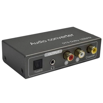 192KHz Multifunktionel Digital til Analog Audio Converter, Lyd Adaptere til ARC Toslink Coaxial til 3,5 Jack