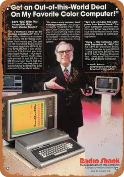 1982 Isaac Asimov for Radio Shack TRS-80 12X8 Cm Retro Metal, Tin Tegn Vintage Art Plakat Plak