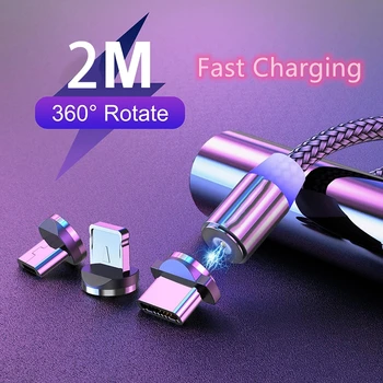 1m/2m Magnetisk USB Type C Kabler Til iPhone 12 Til Samsung Xiaomi Huawei Mobiltelefon Tilbehør, Magnet, USB Type-C Kabel-Mikro