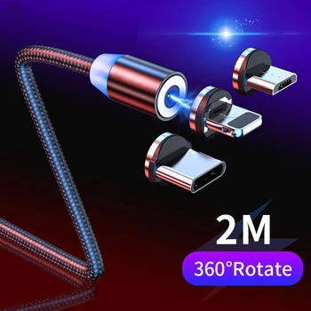 1m/2m Magnetisk USB Type C Kabler Til iPhone 12 Til Samsung Xiaomi Huawei Mobiltelefon Tilbehør, Magnet, USB Type-C Kabel-Mikro