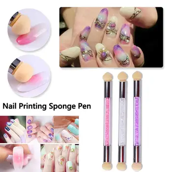1Pack Sponge Nail Art Pensel Dual Tippet Ombre Svamp, Børste Til Salon Art Pen Pink Ombre Negl Hjem Værktøjer Bruge Manicure Søm J9V4