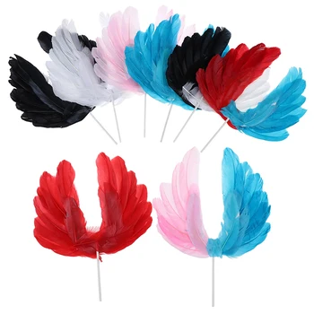 1Pc Angel Feather Flag Kage Toppers Dekoration til Bryllup, Fødselsdag Bagning Dessert Valentine ' s Dag Leverer