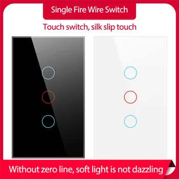 1pc Ingen Neutral Ledning Væggen Touch Sensor Switch OS, Standard Sort Hvid Hærdet Glas væglampe Touch Skift Power 1/2/3 Bande