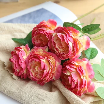 1PC Kunstig Rose Blomster Gren Bryllup & Fest Dekorative Forsyninger 8 Farver Hjem Kontor Tabel Simulering Dekorationer@#E02