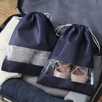 1pc Rejse Sko opbevaringspose Bundt Munden Tasker til Sko Vandtæt Pakke Bagage Hjem Arrangør Gennemsigtig støvpose Sko