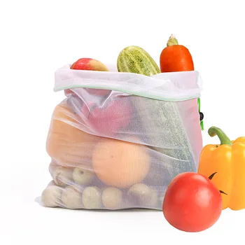 1PC Vaskbar Vegetabilske opbevaringspose Populære Bomuld, Frugt, Grøntsager Snøre Posen kan Genbruges Hjem Køkken Arrangør Mesh Tasker