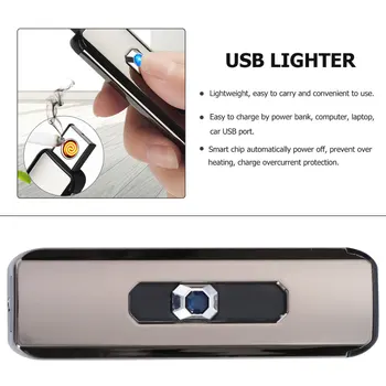 1pc Vindtæt USB-Push-Type Genopladelige Lighter El omgivende luft. flammeloes Lettere Cigarettænder (Sort)