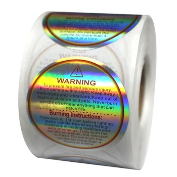 1Roll Laser Voks MeltingWarning Mærkater Mærkat Vandtæt Lys Krukke Container Klistermærker Udsmykning DIY