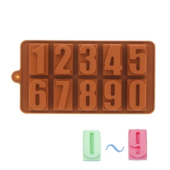 1STK 0-9 Antallet form For Gelé Chokolade Fondant Kage Dekoration Isen Mursten Cube Skuffe Skimmel