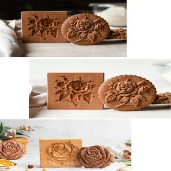 1stk 3D Rose Kiks Skimmel Træ Cookies Ramme Dessert Bagning Silikone Kage Udsmykning Af Meget Velegnet Til Overraskelser For Familien