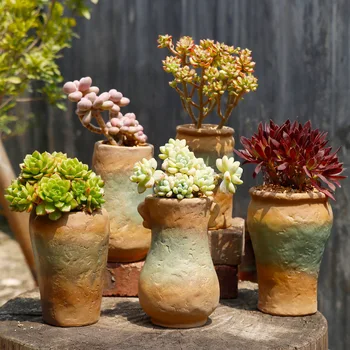 1stk Amerikansk Country Stil Retro Keramik Saftige Planter Pot Urtepotter Hjem Kontor Bordplade Have Dekoration