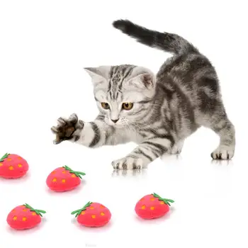1stk Cat Toy Interaktive Plys Killing, Katteurt, Søde, Røde Jordbær Form Kat Legetøj Med Katteurt Pet Legetøj Pet Supplies