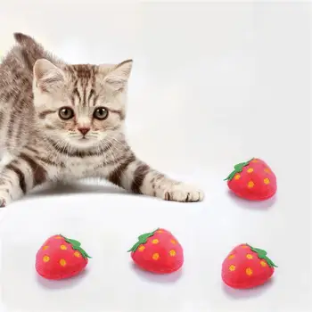 1stk Cat Toy Interaktive Plys Killing, Katteurt, Søde, Røde Jordbær Form Kat Legetøj Med Katteurt Pet Legetøj Pet Supplies