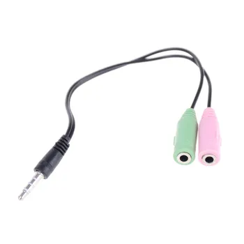 1stk Kabel-Adapter 2 I 1 Splitter 3,5 mm Audio Hovedtelefoner Headset til 2 Kvindelige Jack Hovedtelefon, Mikrofon Lyd Kabel