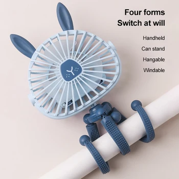 1stk Mini-Blæksprutter Fan Clip-on Klapvogn Ventilator med Lys, Bærbare Luft Køler Små Personlige Køling Af 3 360 Rotation Hastighed