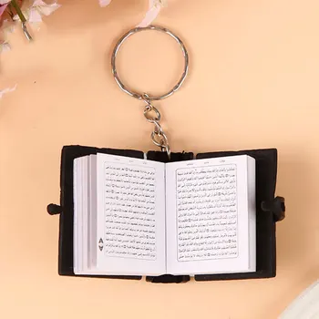 1stk Nye Muslimske Nøglering Islamiske Mini-Ark Koranen Book Real Papir Kan Læse Vedhæng nøglering nøglering Religiøse Smykker