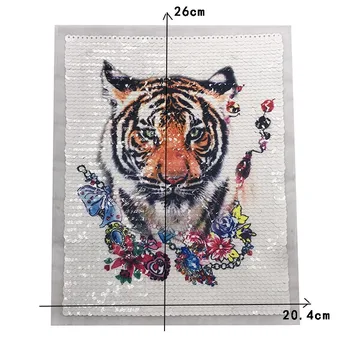 1STK Nye Pailletter 3D-Animalske Tiger Patch Sy på Applique Sy, Rådyr Ikonet Broderi For DIY Beklædning Indretning
